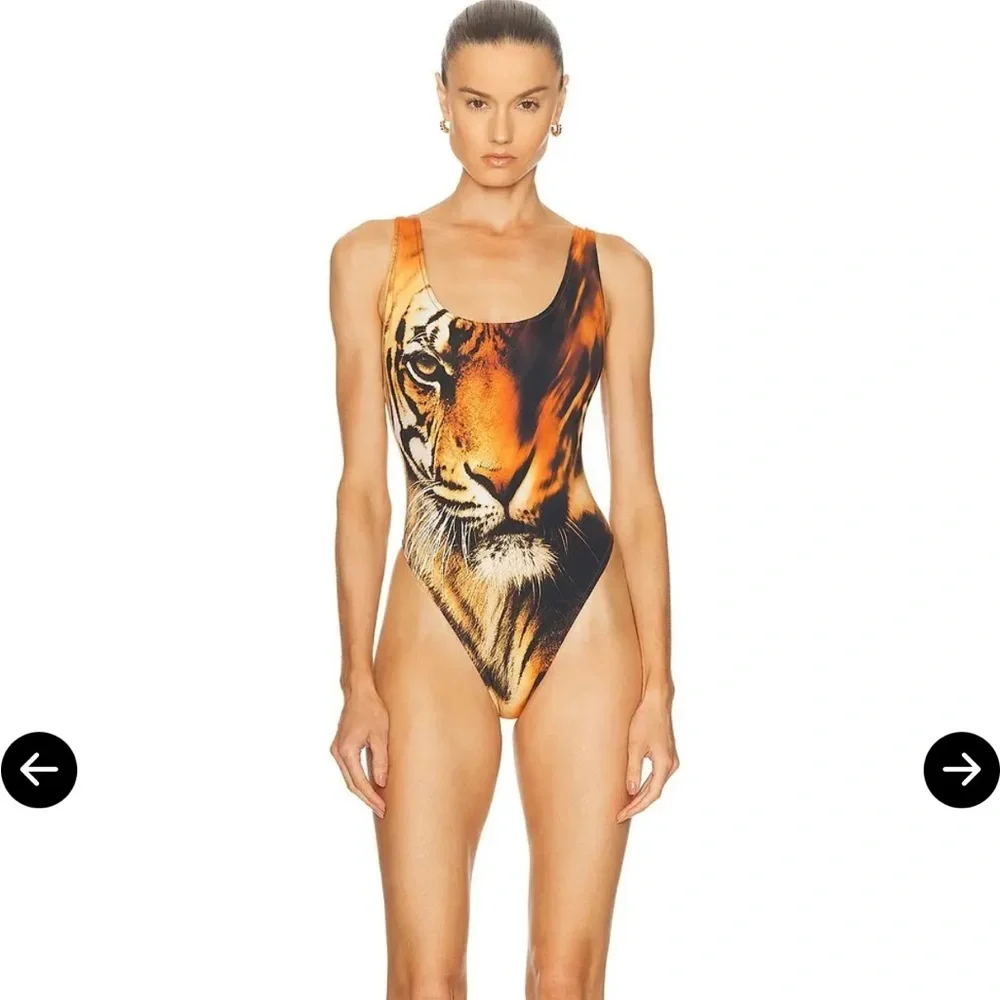 Sw68. Cavalli X Skims nwt 🐅tiger face print scoop neck one piece XL - Picture 5 of 6